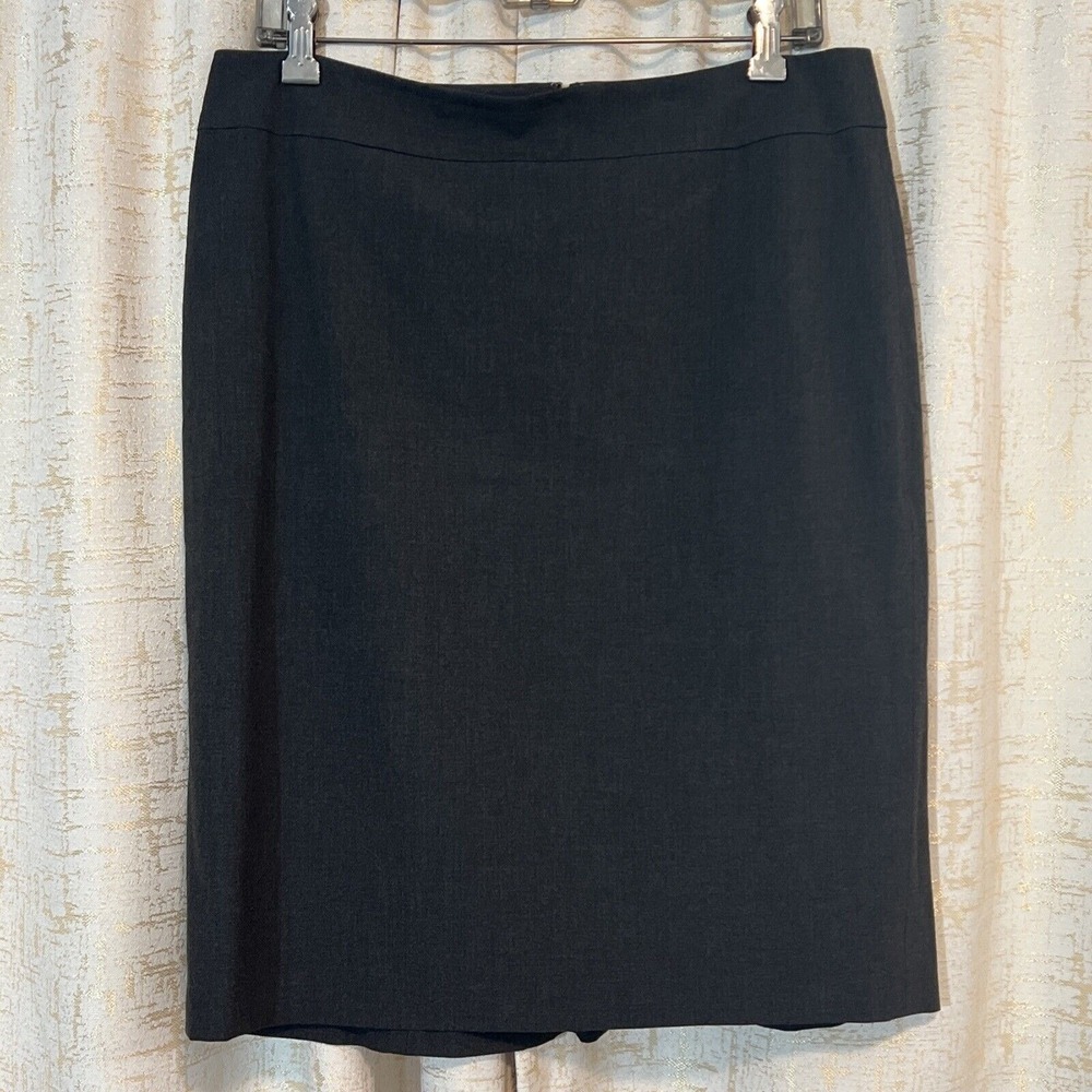 Ann Taylor Pencil Skirt Women Size 10 Gray Seamed Stretch Offie Wear Timeless